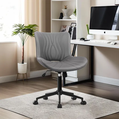 Vista 8 de Silla de oficina, silla de escritorio sin brazos con ruedas, ergonómicas y cómodas sillas de trabajo para computadora en casa, silla de tocador