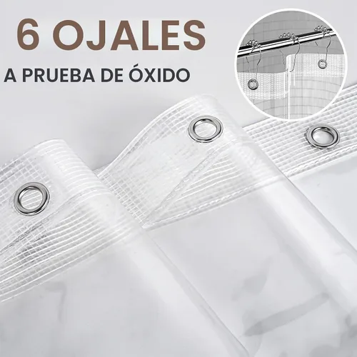 Vista 3 de AmazerBath Cortina de ducha resistente para cabina de 12 calibre, 36 x 72 pulgadas de plástico transparente con peso, con 2 piedras pesadas y 6