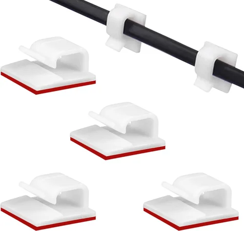 Vista 11 de SOULWIT 50 unidades de clips autoadhesivos para gestión de cables, organizadores de cables con clips de alambre adhesivos para TV, PC, laptop, cable