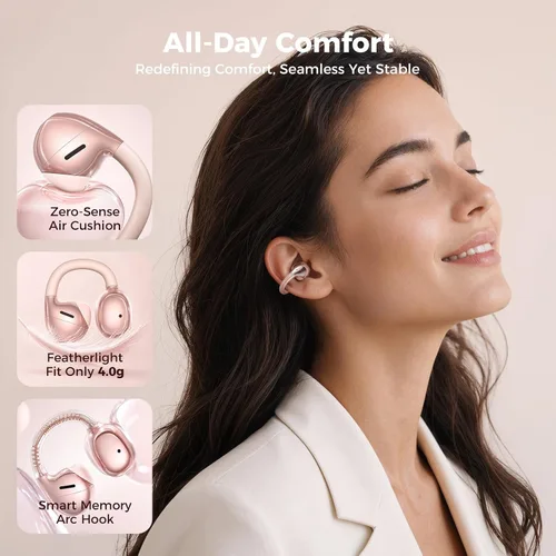 Vista 2 de SUPERONE Auriculares abiertos con clip de oreja con tiempo de reproducción
