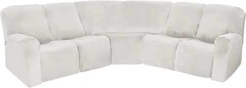 Vista 17 de MIFXIN Fundas para sofá reclinable de 5 asientos, fundas elásticas de terciopelo para sofá reclinable seccional, 7 piezas, protector de muebles