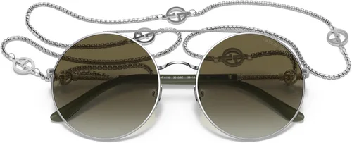 Vista 5 de GIORGIO ARMANI Woman Sunglasses Silver Frame, Gradient Green Lenses, 56MM