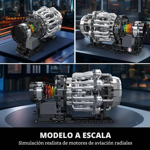 Vista 7 de Mould King 10216 Conjuntos de Construcción de Motor Turborreactor, Kit de Modelo de Motor de Avión Mecánico de Aviación Que Funciona, Construye Tu