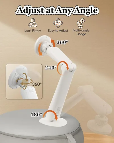 Vista 9 de SAIJI 【Magnético】Soporte para teléfono celular para cama, mini soporte de almohada Kindle con brazo elevado de doble eje, soporte para teléfono