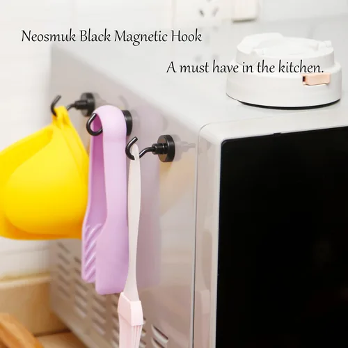 Vista 3 de Neosmuk Ganchos magnéticos extrafuertes con imanes de tierras raras resistentes para refrigerador, crucero, colgar, cabañas y parrilla
