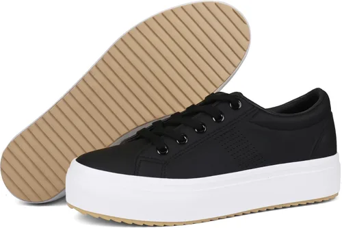 Vista 6 de JABASIC Zapatos deportivos de plataforma transpirables con cordones para mujer
