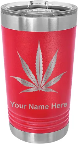 Vista 14 de LaserGram Vaso de pinta aislado al vacío de 16 onzas, hoja de marihuana, grabado personalizado incluido (negro)