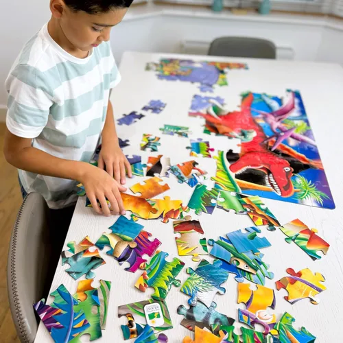 Vista 6 de The Learning Journey Puzzle Doubles que brilla en la oscuridad – Dinos – Rompecabezas preescolar de 100 piezas que brilla en la oscuridad
