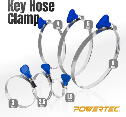 Vista 8 de POWERTEC 70247 Abrazaderas de manguera con llave de 1-1/2 pulgadas, abrazaderas ajustables de tornillo de pulgar de acero inoxidable para colección