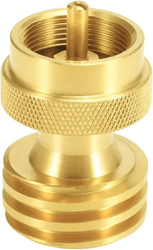 Vista 6 de Joywayus Adaptador ahorrador de latón macizo, convertidor de adaptador de propano redondo de 1 libra, botella pequeña universal para parrilla de gas