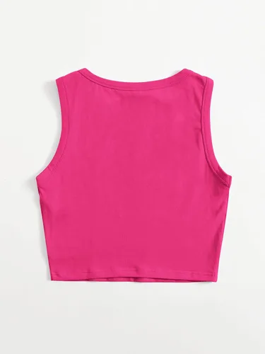 Vista 2 de SheIn Camiseta sin mangas con cuello redondo y espalda cruzada básica para mujer