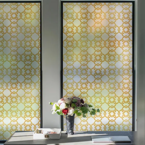 Vista 10 de DKTIE Lámina geométrica para ventana de vitral, película de privacidad para ventana de baño, vidrio esmerilado, adherencia estática, no adhesiva