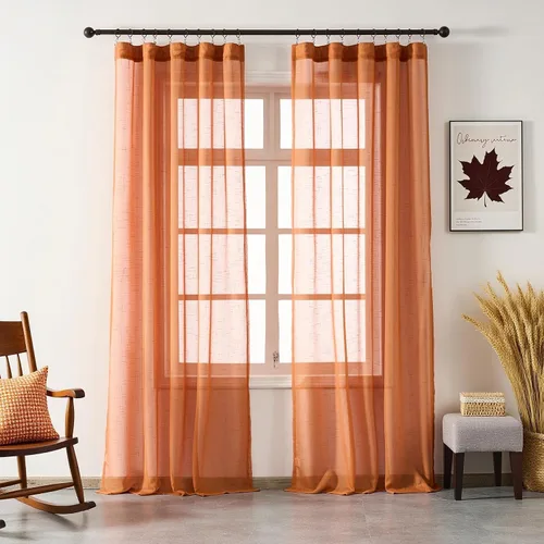 Vista 34 de Cortinas plisadas negras traslúcidas de 84 pulgadas de largo, 2 paneles para dormitorio, lino texturizado, ganchos transparentes para pista