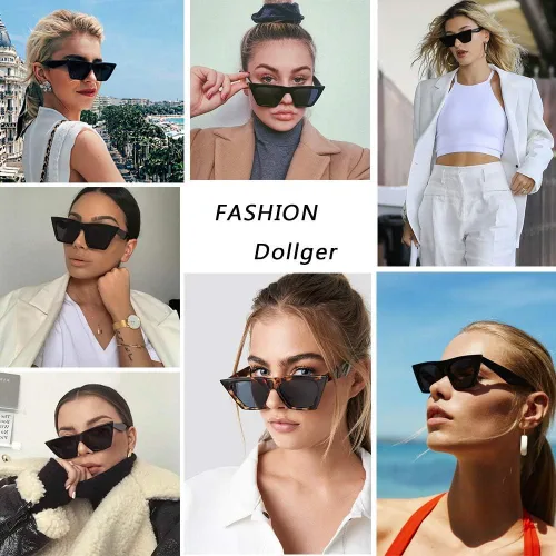 Vista 6 de Dollger Gafas de sol cuadradas de ojo de gato para mujer, a la moda, retro, clásicas, con protección UV400