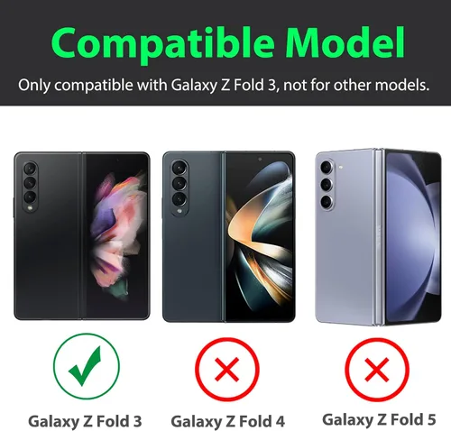 Vista 2 de Miimall Funda compatible con Samsung Galaxy Z Fold 3 con S Pen, protector de pantalla frontal integrado + soporte + soporte para bolígrafo, funda