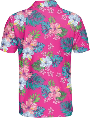 Vista 2 de Camisas de golf para hombre, hawaianas, tropicales, divertidas, con estampado loco