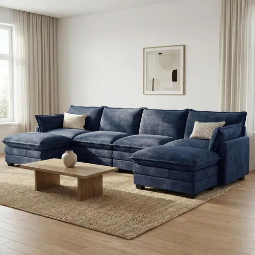 Vista 10 de Sofá modular modular para sala de estar, sofá cómodo en forma de U Gris-oscuro