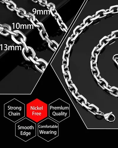 Vista 3 de HstyleUnee Collar de cadena de cable Rolo de acero inoxidable para hombres y mujeres, 0.354 in0.394 in0.512 in ancho, chapado en oro de 18 quilates