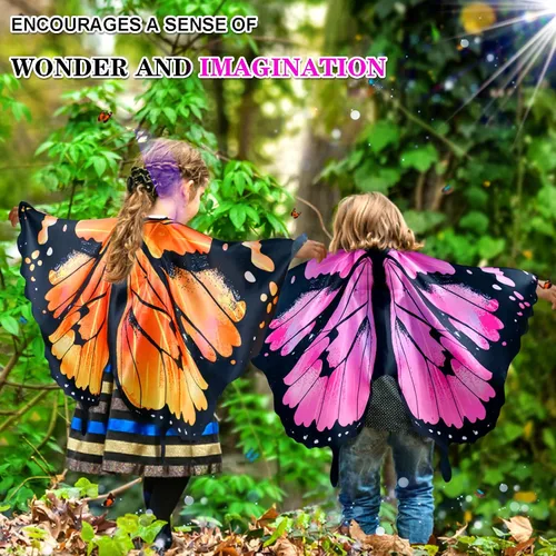 Vista 3 de Alas de mariposa monarca para niñas, disfraz de princesa de hada para niñas pequeñas, disfraz para hermana mayor, juguete para fiesta de baile