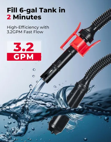 Vista 4 de KEMIMOTO Bomba de Transferencia de Combustible Recargable, Batería de Litio de 4000mAh con Sensor de Parada Automática, Flujo de 3.2 GPM, Bomba