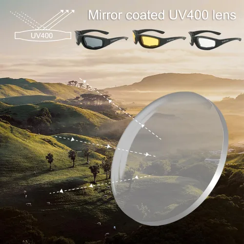 Vista 4 de (3 PCS) Gafas para Montar Motocicleta con Almohadillas de Espuma, Gafas Protectoras con Protección UV Anti-Viento A Prueba de Polvo, Gafas de Sol