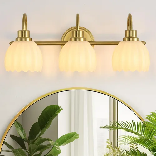 Vista 17 de Lámparas de baño (2 luces, 38 cm), luces de tocador mate negras para baño con pantalla de vidrio esmerilado blanco, luces de pared modernas