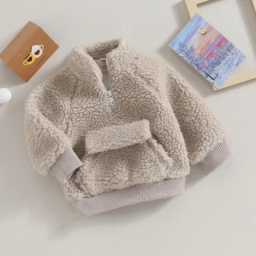 Vista 3 de Ropa de invierno para bebé, niña, niño, ropa de abrigo de forro polar, cárdigan, suéter grueso y cálido, ropa de abrigo