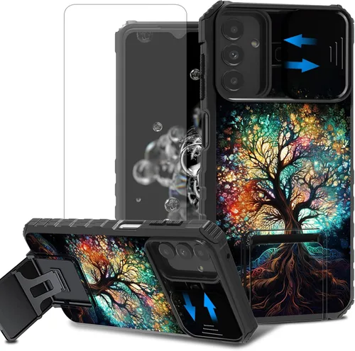 Vista 39 de Funda para teléfono Samsung Galaxy A15 5G con protector de pantalla con cubierta deslizante para cámara y soporte de doble capa híbrida resistente a