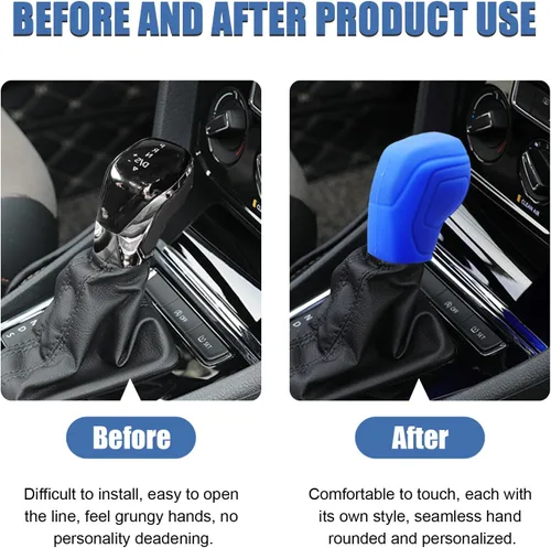 Vista 5 de Ziciner 2 fundas para pomos de palanca de cambios de automóvil, accesorios de silicona elástica para proteger el cambio automático, protector
