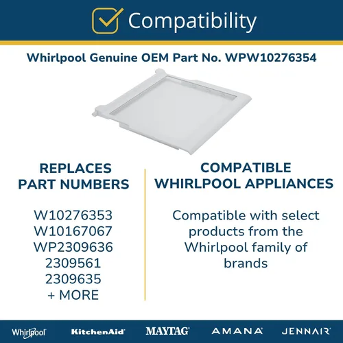 Vista 3 de Whirlpool W10276354 Estante a prueba de derrames para refrigerador (reemplaza a W10276354) Pieza original del fabricante de equipos originales (OEM)