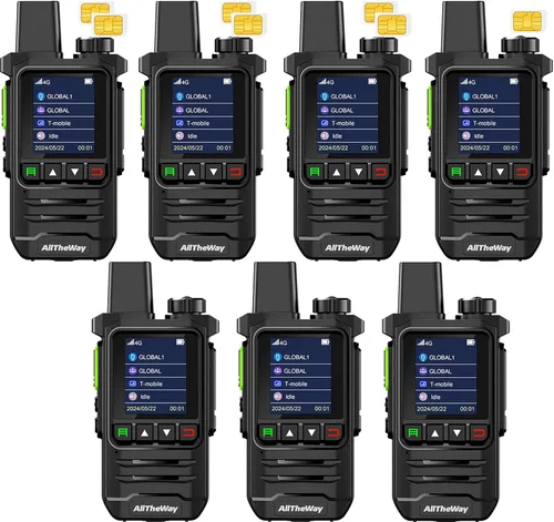 Vista 15 de Walkie Talkies globales gratuitos de por vida, radio 4G PoC, radio nacional, radio PTT bidireccional de larga distancia con linterna para equipos