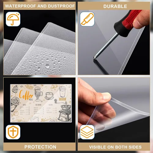 Vista 4 de Henoyso 5 protectores rígidos de impresión de 8.5 x 14 pulgadas, protector de papel de plástico duro transparente para póster, cubierta de menú