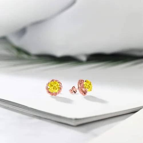 Vista 457 de Gem Stone King Aretes de plata de ley 925 de 0.236 in con piedra natal redonda para mujer