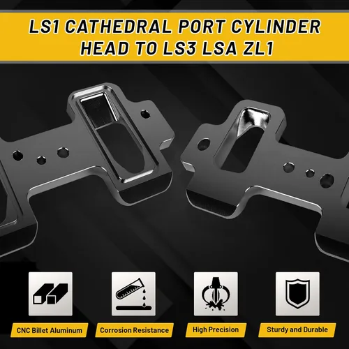 Vista 3 de LS1 Placas adaptadoras de colector de admisión rectangular para culata de puerto catedral a LS3 LSA ZL1 CTS-V (negro)