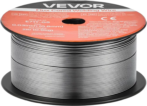 Vista 9 de VEVOR Flux Core - Cable de soldadura MIG, E71T-GS 0.03 pulgadas, 2 libras, alambre de soldadura de acero suave sin gas con salpicaduras bajas