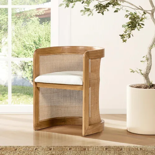 Vista 2 de Jennifer Taylor Home Lilith - Silla de comedor tapizada de ratán curvado de 20.5