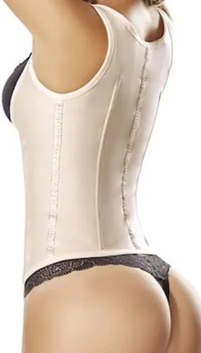 Vista 2 de Faja Mujer Reductora Colombiana Chaleco Mantener Buena Postura 3 Filas Ganchos de Latex Entrenador de Cintura Correas Ajustables Mejorado Resultados