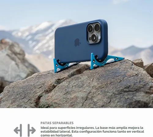 Vista 8 de GEOMETRICAL Trípode de bolsillo PROv2 - Soporte tamaño tarjeta, para iPhone, kit universal azul alienígena