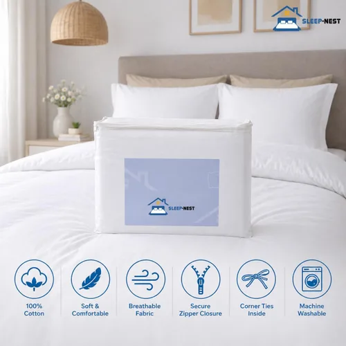 Vista 6 de SLEEP-NEST Funda de edredón individual de 68 x 90 pulgadas, 1 pieza, 100% algodón, suave y transpirable, ropa de cama individual, cierre