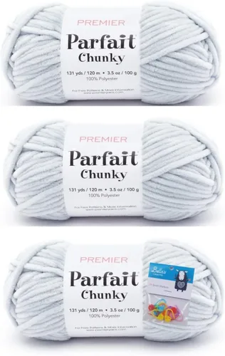 Vista 12 de Premier Yarns Parfait - Ovillo de felpilla grueso, 3.5 onzas, 6 unidades, peso súper voluminoso, paquete de 3 unidades con marcadores de puntada