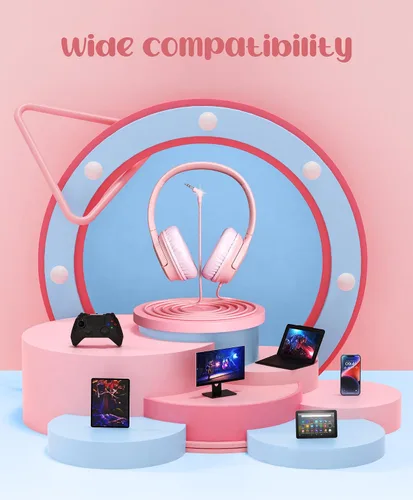 Vista 7 de DyBaxa Auriculares para niños, auriculares plegables con cable para niños, limitador de volumen de 94 dB, auriculares para niños para clases