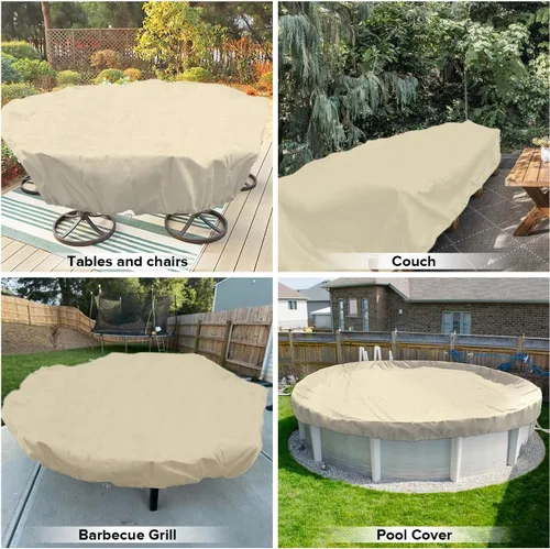 Vista 54 de Fundas para muebles de patio, impermeables, resistentes a los rayos UV, resistentes a los rayos UV, para exteriores, mesa redonda y rectangular