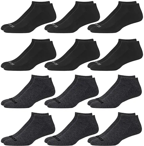 Vista 12 de AND1 Calcetines de corte bajo para hombre, paquete de 12 calcetines de compresión atléticos elásticos de rendimiento para hombres, calcetines Azul