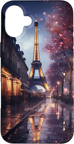 Vista 21 de iPhone 11 Escénica Torre Eiffel París Francia por la noche Bokeh Majestic Case