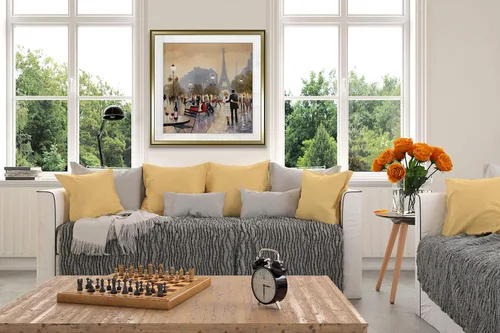 Vista 4 de Renditions Gallery París Crepúsculo Pintura Torre Eiffel Decoración de Pared Arte Romántico Paisaje urbano Arte enmarcado fino Giclée impresiones