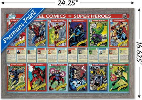 Vista 3 de Trends International Marvel Comics - Marvel 80th Anniversary - Cards Wall Poster, 14.725" x 22.375", Barnwood Framed Version