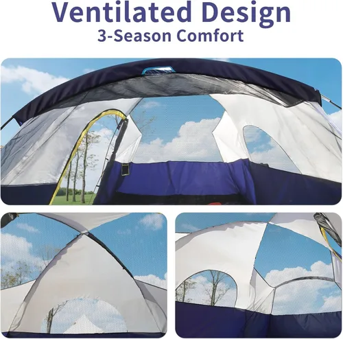 Vista 4 de EchoSmile - Tienda de campaña para 10/12 personas, resistente al agua y al viento, con toldo de lluvia, fácil de instalar para acampar al aire