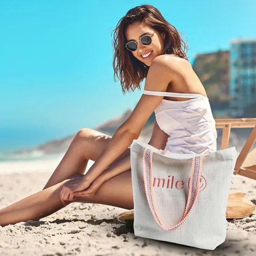 Vista 3 de Bolsa de viaje grande de lona, bolsos casuales bordados, regalo de moda para mujeres y niñas, bolso elegante