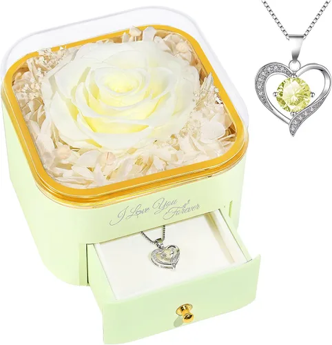 Vista 22 de Beferr Regalos de cumpleaños para mujeres, rosa real preservada con collar, rosas moradas eternas, flores para la entrega, aniversario, día de la A