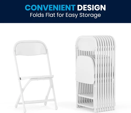 Vista 6 de Flash Furniture Paquete de 2 sillas plegables de plástico blanco para niños